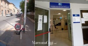 I parcheggi soppressi e la sede del distretto sanitario in via Roma