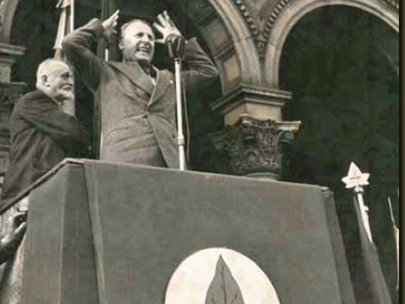Randolfo Pacciardi durante un comizio