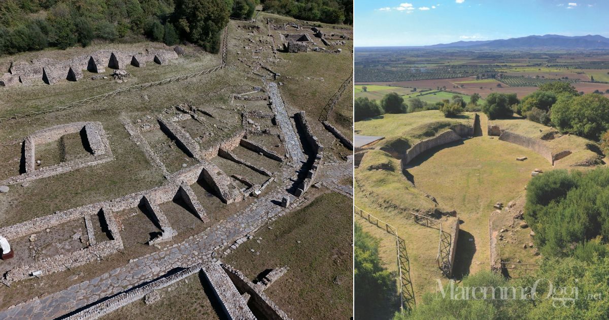 Gli scavi archeologici di Roselle e l'anfiteatro (Foto concesse dai Parchi archeologici della Maremma)