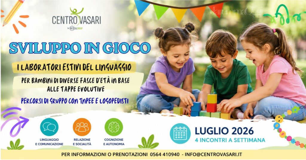 Il Centro Vasari di Grosseto, realtà di Medical Group, presenta i nuovi Laboratori Estivi del Linguaggio e della Relazione