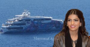 Ameera Al-Taweel e lo yacht Saluzi in rada alle Cannelle all'isola del Giglio