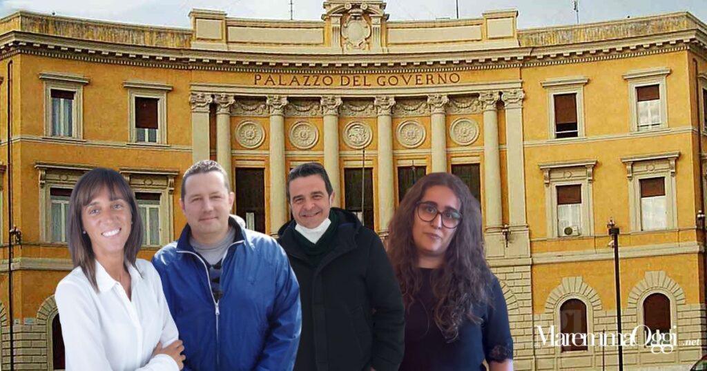 La prefettura di Grosseto e da sinistra Guendalina Amati (Arcidosso), Gilberto Alviani (Seggiano), Michele Bartalini e Sonia Giannelli (Castel del Piano)