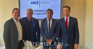 Ance Toscana, da sinistra il vicepresidente Stefano Fani; il tesoriere Andrea Tanzini; il presidente Rossano Massai; il vicepresidente Giangiacomo Gellini