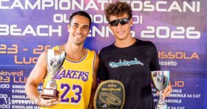 Giacomo Cappuccini e Tommaso Donnini vincitori del torneo open maschile ai campionati toscani alla Bussola (foto Aldo Giuliani)