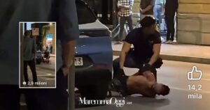 Un frame del video dell'arresto pubblicato da Gabriele Mele