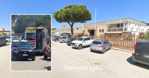 Via dell'Agricoltura a Follonica e un momento dei soccorsi