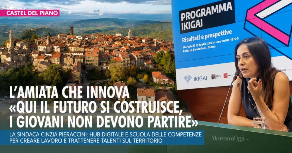 Una veduta di Castel del Piano e la sindaca Cinzia Pieraccini a Siena
