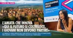Una veduta di Castel del Piano e la sindaca Cinzia Pieraccini a Siena