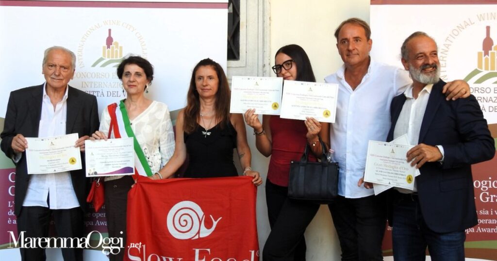 Un momento della premiazione della "Città del vino" avvenuta a Roma