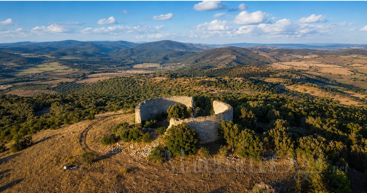 Il Tino domina ancora oggi il colle di Moscona. Attorno a questa rocca circolare gli Aldobrandeschi progettarono Montecurliano, la città medievale che avrebbe dovuto diventare il nuovo centro del loro potere in Maremma