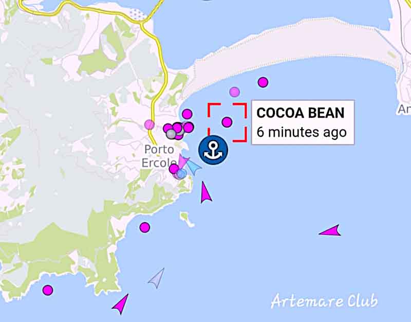 La posizione nautica del Cocoa Bean