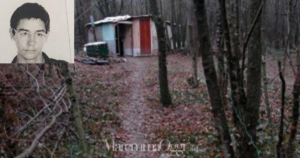 La capanna nel bosco delle Bandite e una vecchia foto di Carlos quando era studente universitario