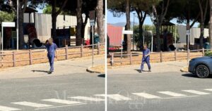 Due immagini dell'uomo che ha aggredito con un coltello gli agenti davanti alla Coop