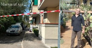 Il momento il cui le onoranze funebri sono usciti dalla palazzina con il cadavere e Fabrizio Carini