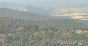 La colonna di fumo in località Pian d'Alma