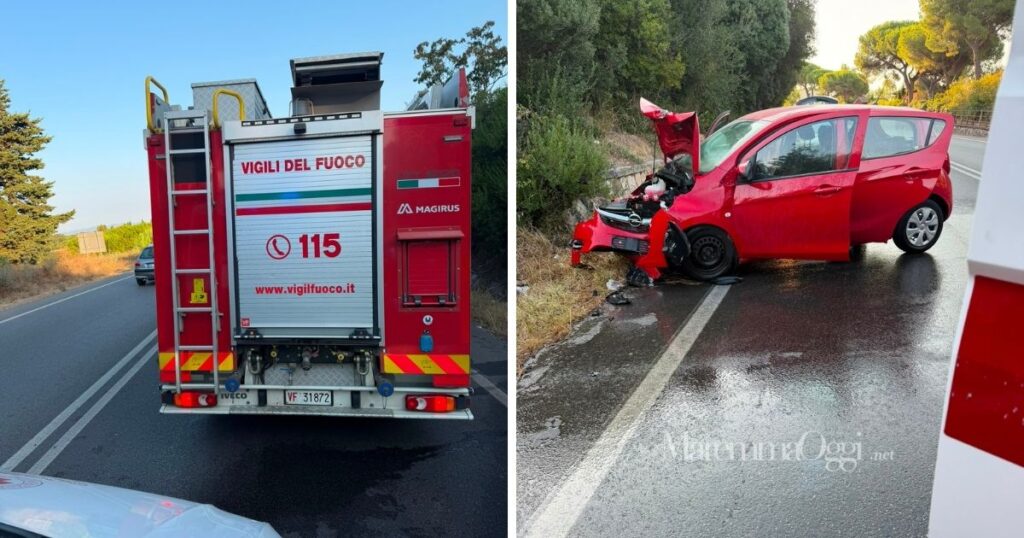 L'auto dopo l'incidente e i soccorsi