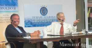 Leonardo Marras e Giancarlo Capecchi sul palco del talk alle Terme Leopoldine di Marina di Grosseto