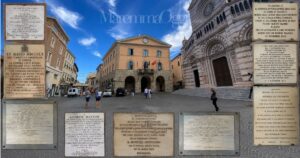 Il municipio di Grosseto e le nove lapidi che sono nel porticato