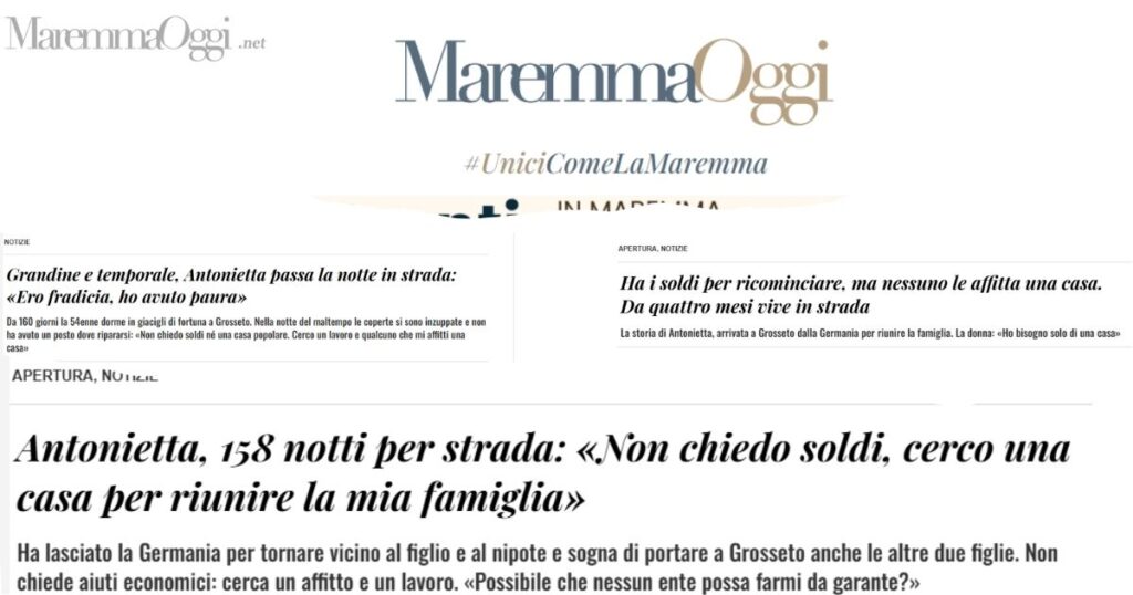 I titoli degli articoli di MaremmaOggi su Antonietta Luciani