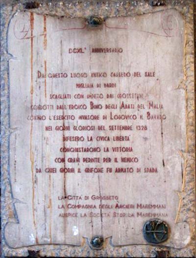 La lapide sotto a porta Vecchia