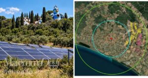 La mappa della concentrazione degli impianti fra Toscana e Lazio e il Giardino dei Tarocchi