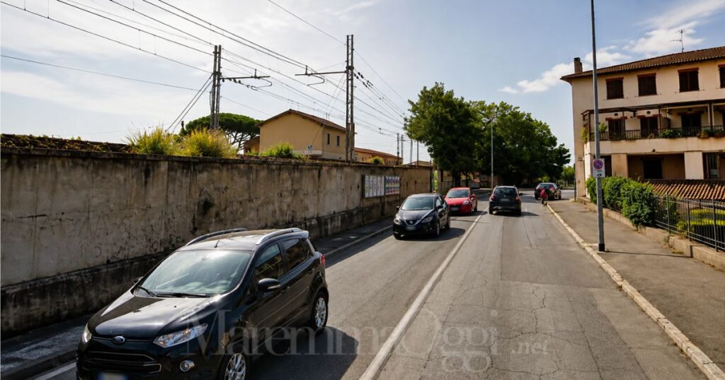 Le case accanto alla ferrovia, in via Caravaggio