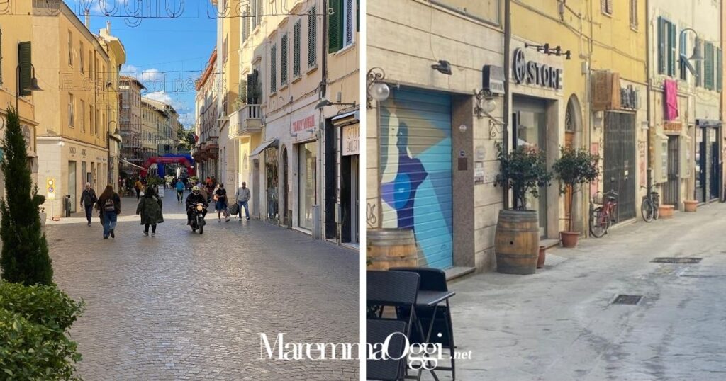 Corso Carducci e via San Martino in centro storico a Grosseto