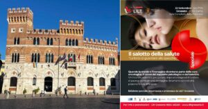 Il palazzo della Provincia e la locandina di Lilt