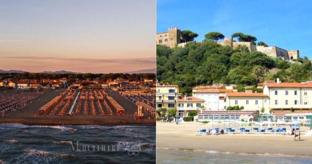 Turismo a settembre in Maremma: a sinistra Marina di Grosseto, a destra Castiglione della Pescaia