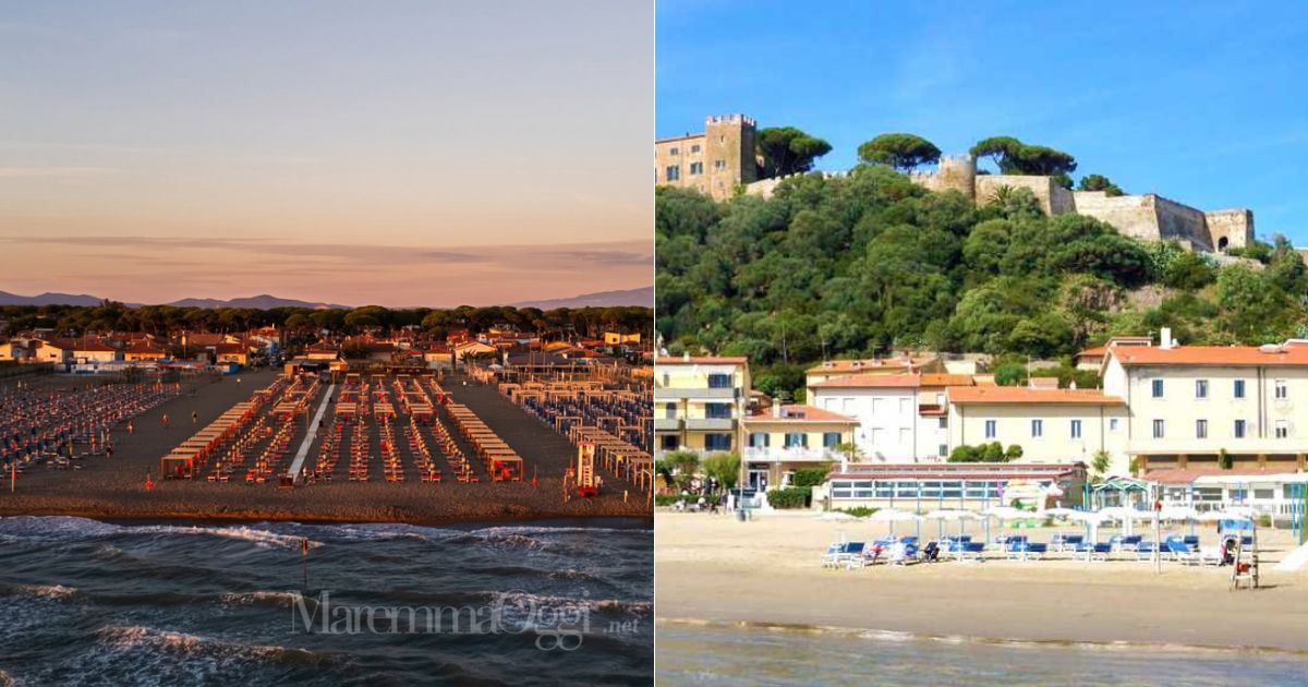 Turismo a settembre in Maremma: a sinistra Marina di Grosseto, a destra Castiglione della Pescaia