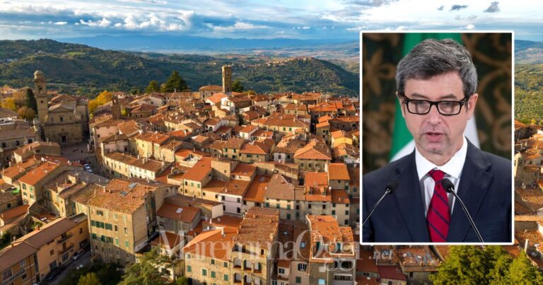Una veduta di Castel del Piano e Andrea Orlando