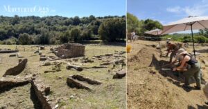 Gli scavi di Roselle e gli archeologi durante lo scavo
