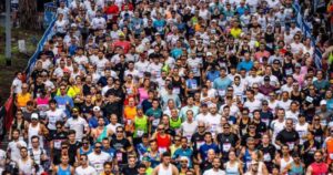 Un momento della mezza maratona di Roma
