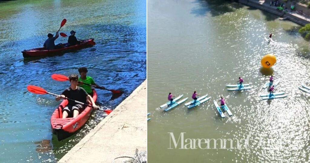 Canoe e water bike sull'Ombrone a Istia