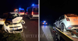 La Fiat 600 dopo l'incidente sulla strada Valmarina a Capalbio