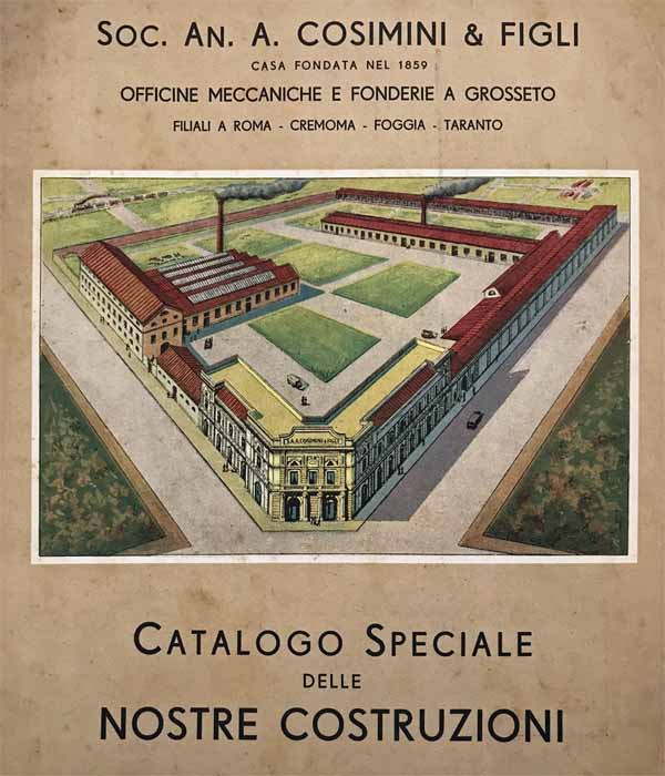 La copertina di un catalogo delle Officine Cosimini