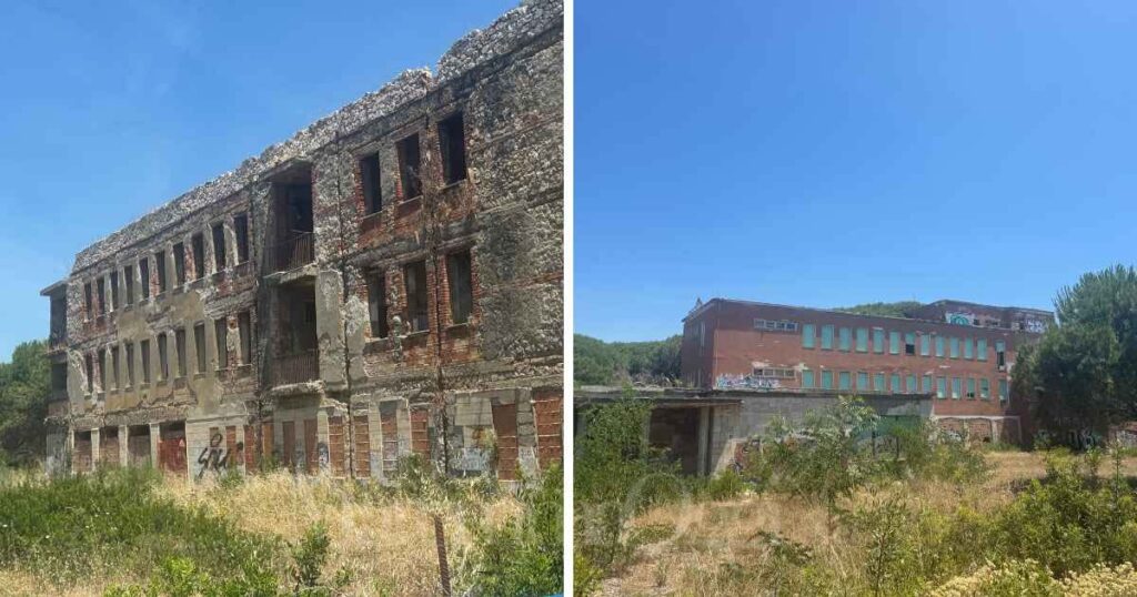 Le colonie abbandonate di Marina, a sinistra la Saragat, a destra la Bodoni