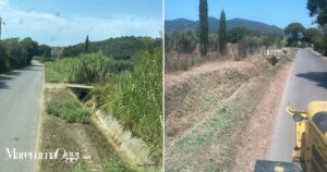 Il fosso Valborgina prima e dopo l'intervento del Consorzio di bonifica