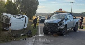 I due veicoli coinvolti nell'incidente sulla Pedemontana, al bivio con la strada del Giardino, a Capalbio