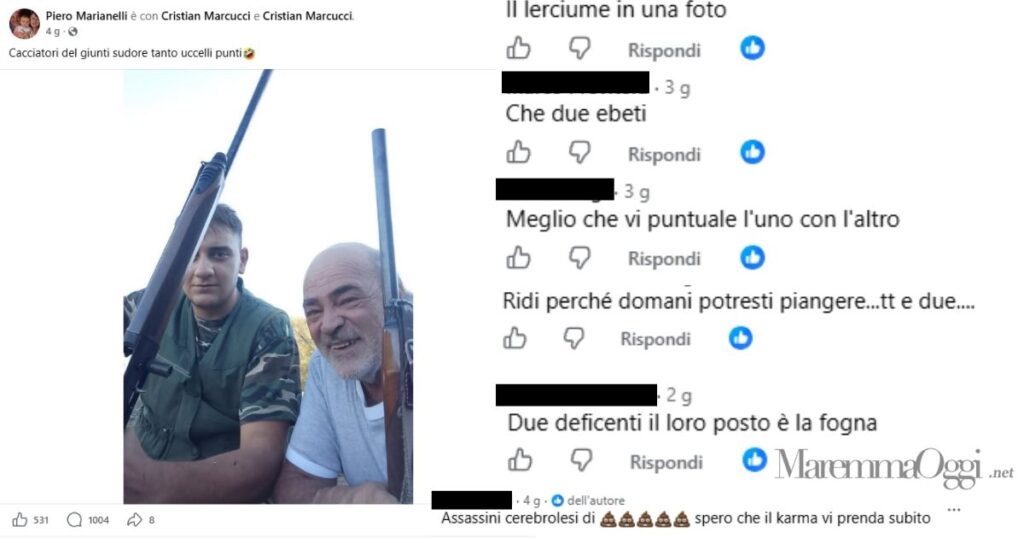 Il post pubblicato da Piero Marianelli e alcuni commenti fatti