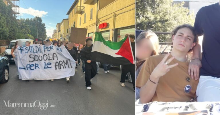 Alessandro Detti e una foto della manifestazione del 17 ottobre