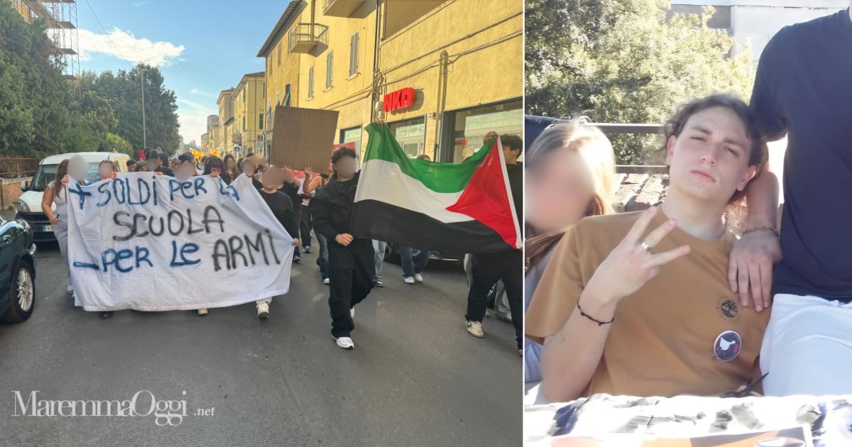 Alessandro Detti e una foto della manifestazione del 17 ottobre