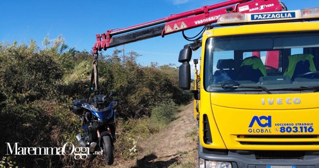 La moto recuperata dal carroattrezzi di Luca Pazzaglia