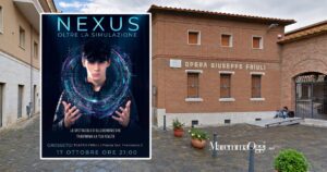 La sala Friuli in piazza San Francesco e la locandina dello spettacolo Nexus