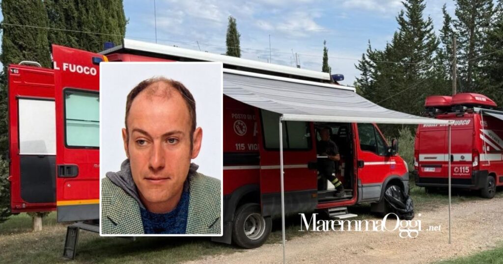 I vigili del fuoco sul posto per le ricerche e il 48enne scomparso
