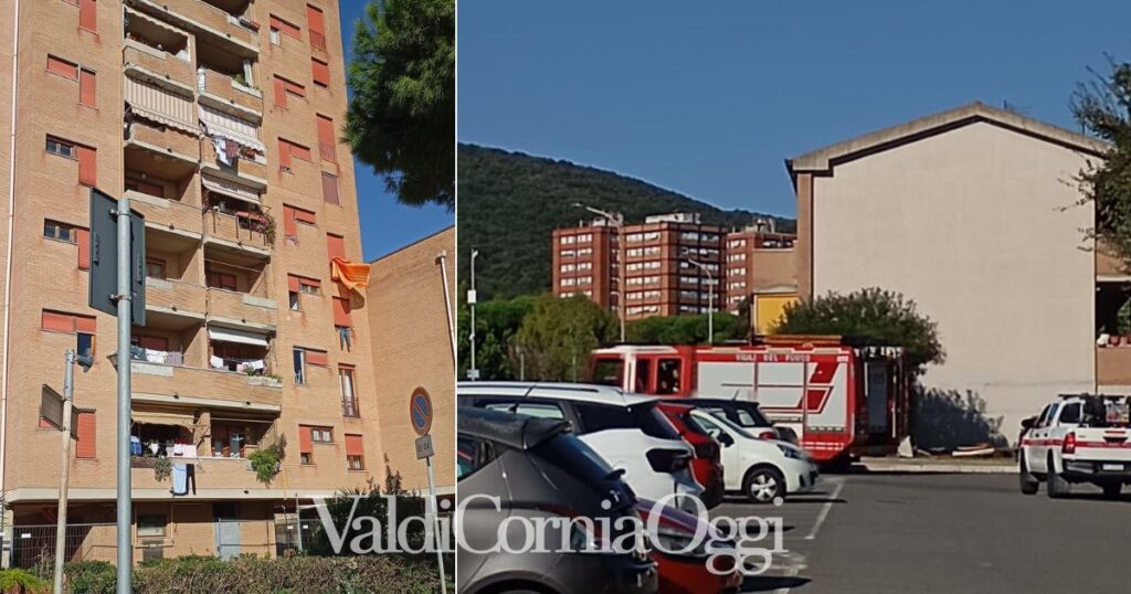 I vigili del fuoco davanti al condominio di via Togliatti