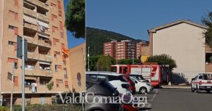 I vigili del fuoco davanti al condominio di via Togliatti