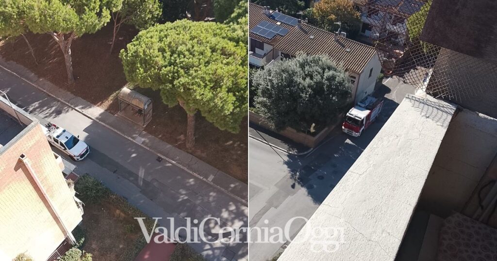 I vigili del fuoco sotto al condominio